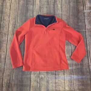 Brooks Brothers Pullover Womens S Red Fleece Quarter Zip Long Sleeve Pockets